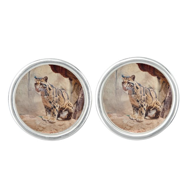 clouded leopard picture nature wildlife exotic cufflinks (Front)