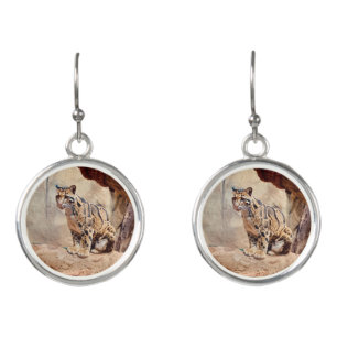 clouded leopard picture nature wildlife exotic earrings