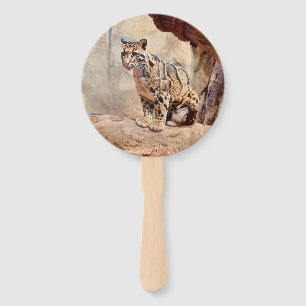 clouded leopard picture nature wildlife exotic hand fan