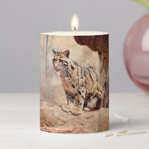 clouded leopard picture nature wildlife exotic pillar candle