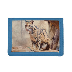clouded leopard picture nature wildlife exotic trifold wallet