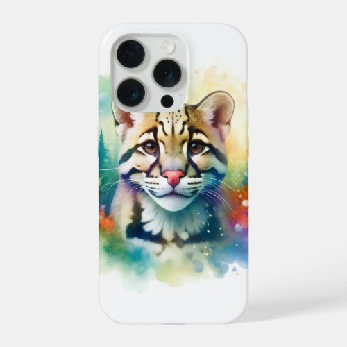 Clouded Leopard Serenity AREF564 _ Watercolor iPhone 15 Pro Case