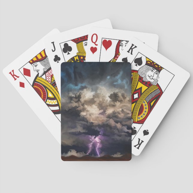 Clouded lightening storm canvas print poker cards (Back)