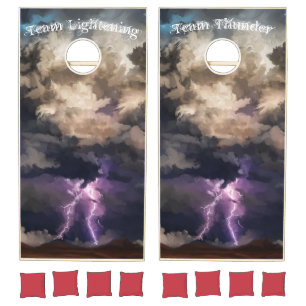 Clouded lightening storm cornhole set