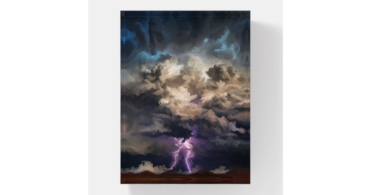 Clouded lightening storm paperweight | Zazzle