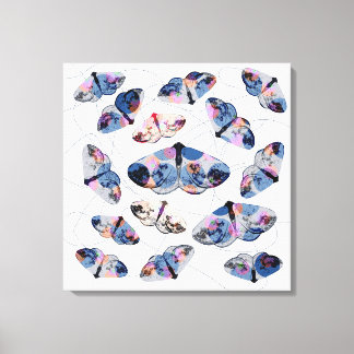 clouded silver moth - blue - canvas print