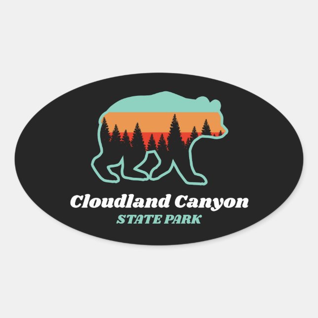 Cloudland Canyon State Park Georgia Bear Retro  Oval Sticker (Front)