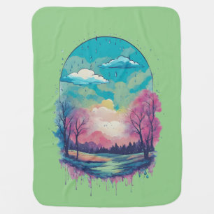 Clouds 30 rain, rainbo colors, glowing clouds baby blanket