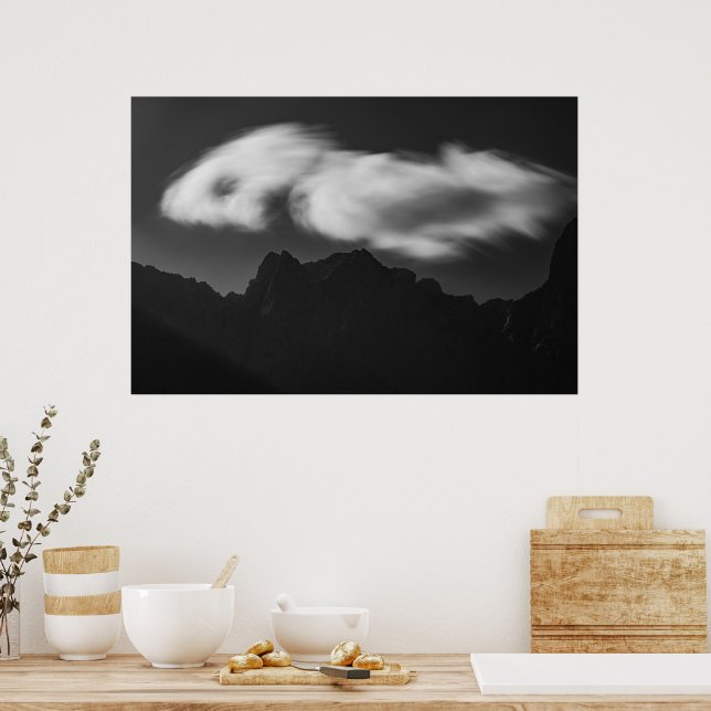 Clouds above mountain silhouette poster (Kitchen)