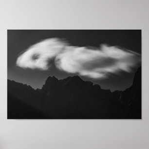 Clouds above mountain silhouette poster