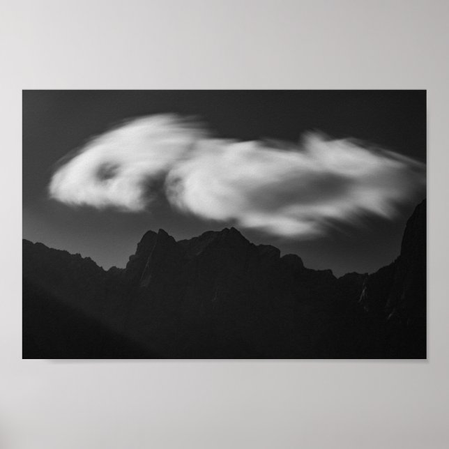 Clouds above mountain silhouette poster (Front)