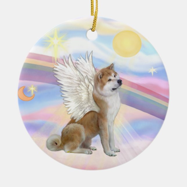 Clouds - Akita Inu Angel Ceramic Ornament (Front)