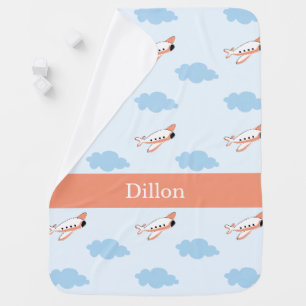 Clouds and Aeroplane Pattern Baby Blanket