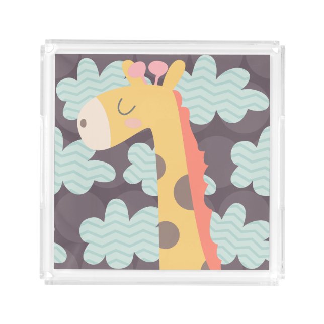 Clouds and Giraffes Acrylic Tray (Front)