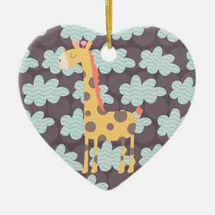 Clouds and Giraffes Ceramic Ornament
