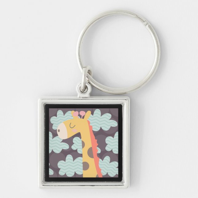 Clouds and Giraffes Keychain (Front)