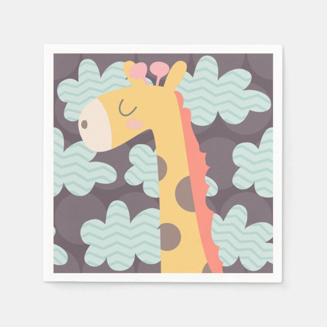 Clouds and Giraffes Paper Napkins (Front)