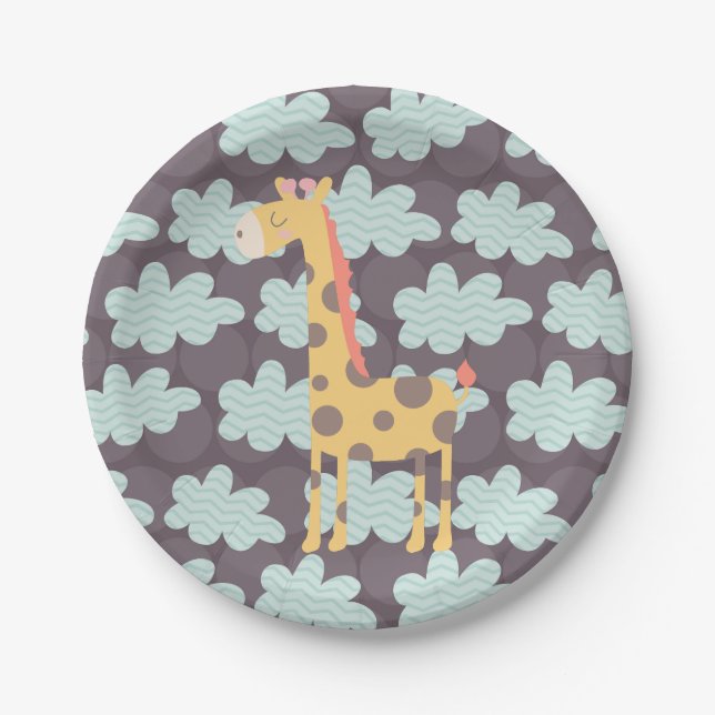 Clouds and Giraffes Paper Plates (Front)