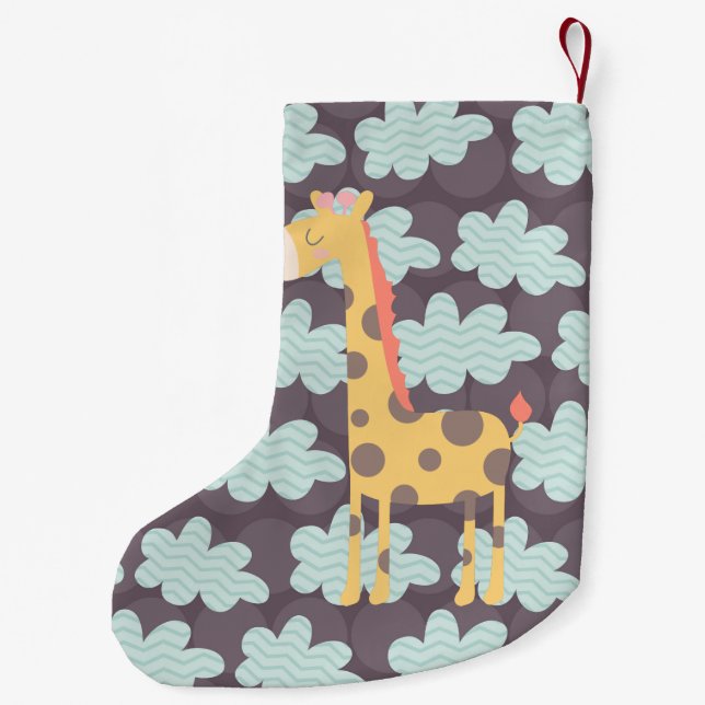 Clouds and Giraffes Small Christmas Stocking (Back)