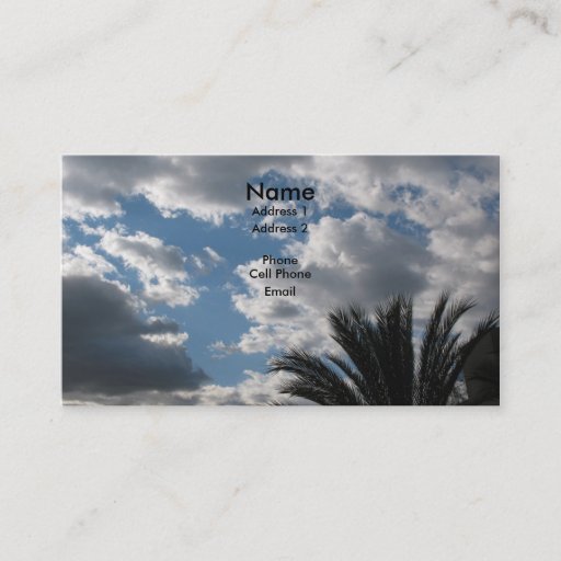 Customizable clouds and palm tree business card