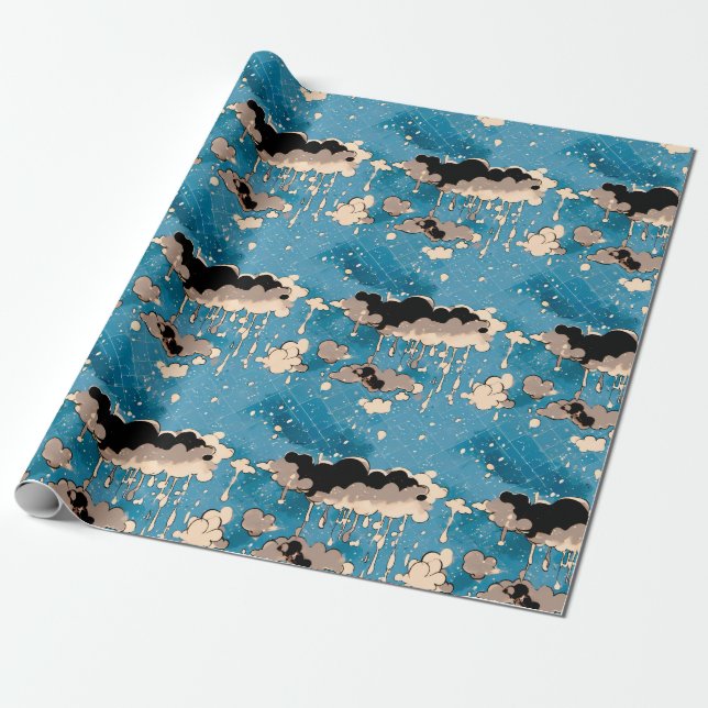 Clouds and Rain Wrapping Paper (Unrolled)