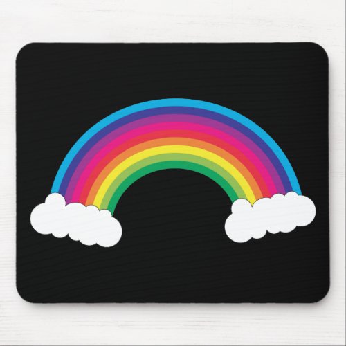 Clouds and Rainbow Colorful Cute Black Mouse Pad