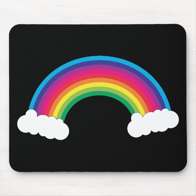 Clouds and Rainbow Colorful Cute Black Mouse Pad (Front)