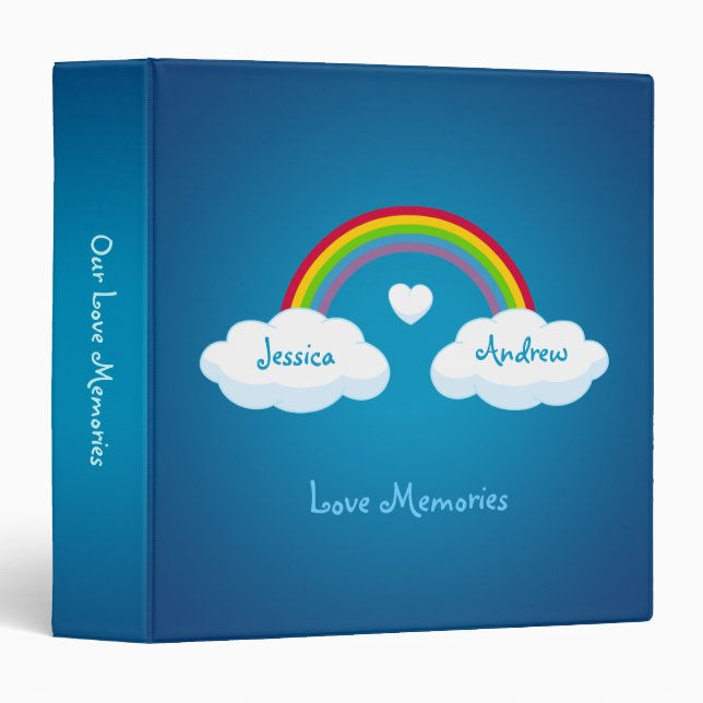 Clouds And Rainbow Love Wedding 3 Ring Binder (Front/Spine)