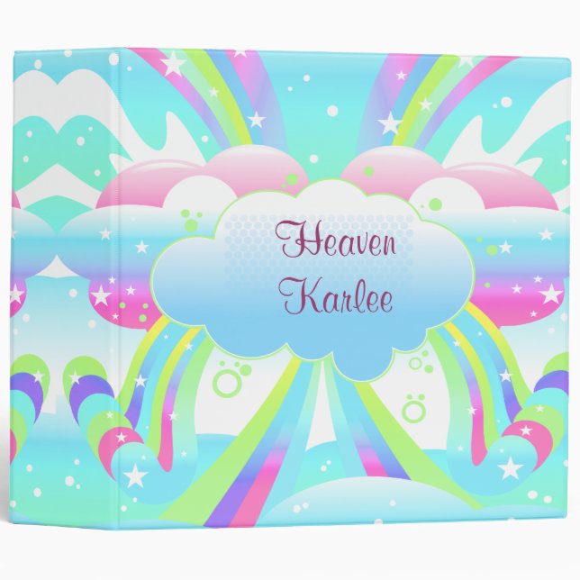 clouds and rainbow sky pastel notebook 3 ring binder (Front/Spine)