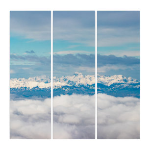 Clouds and snowy mountain Triglav Triptych