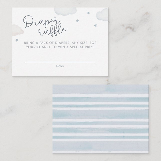 Clouds And Stars Diaper Raffle Enclosure Card (Front/Back)