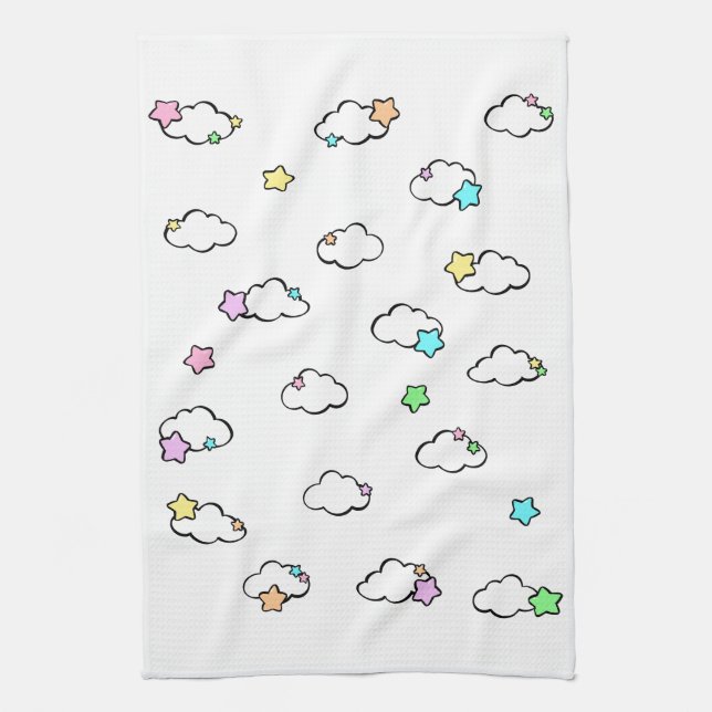 Clouds and stars kitchen towel (Vertical)