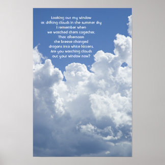 Clouds and Summer Sky Missing You Poem Poster