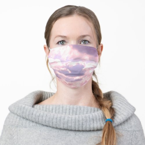 Clouds and Sunset Pink Blue Gray Adult Cloth Face Mask