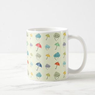 Clouds and Umbrellas Cute Modern Pattern Coffee Mug