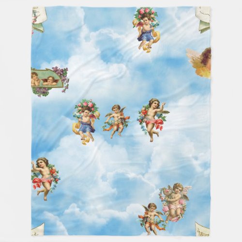 clouds angel cherubs fleece blanket