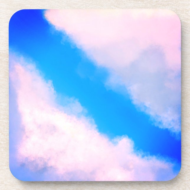 Clouds Apart - Blue w/Pinkish Clouds Beverage Coaster (Front)