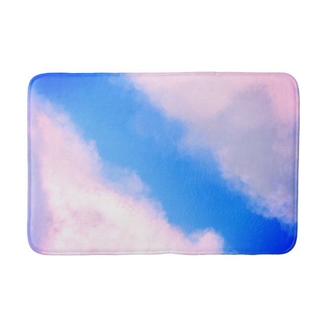 Clouds Apart - Blue with Pinkish Clouds Bath Mat (Front)