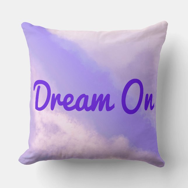 Clouds Apart - Purple/Lilac w/Purple Text Pillow (Front)