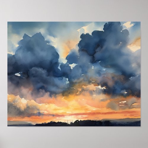 Clouds At Dawn Painting Art Print Poster