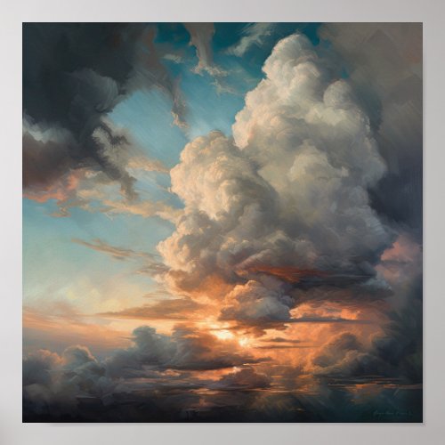 Clouds At Dawn Painting Art Print Poster