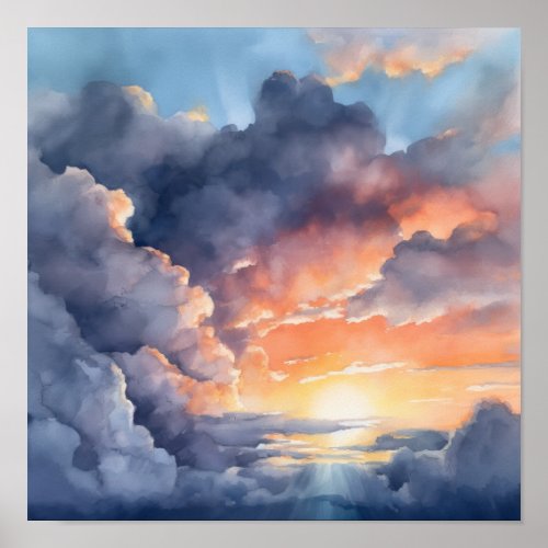 Clouds At Dawn Painting Art Print Poster