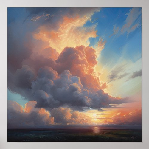 Clouds At Dawn Painting Art Print Poster