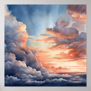 Clouds At Dawn Painting Art Print Poster