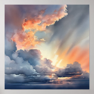 Clouds At Dawn Painting Art Print Poster
