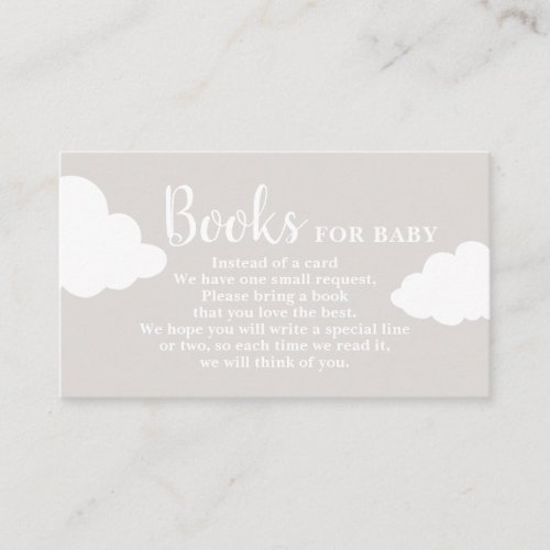 Clouds Baby Shower Books for Baby Card