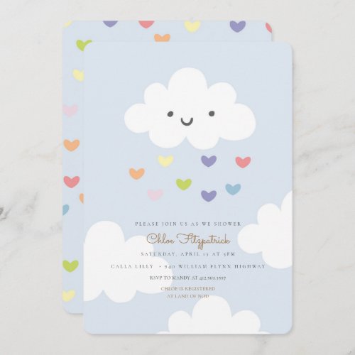 Clouds Baby Shower Invitation Blue