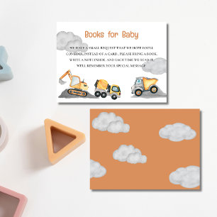 Clouds baby under construction baby shower Book Enclosure Card