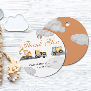 Clouds baby under construction baby shower favor tags