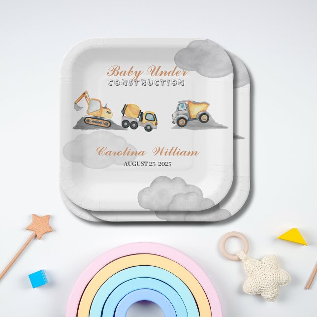 Clouds baby under construction baby shower paper plates (Creator Uploaded)